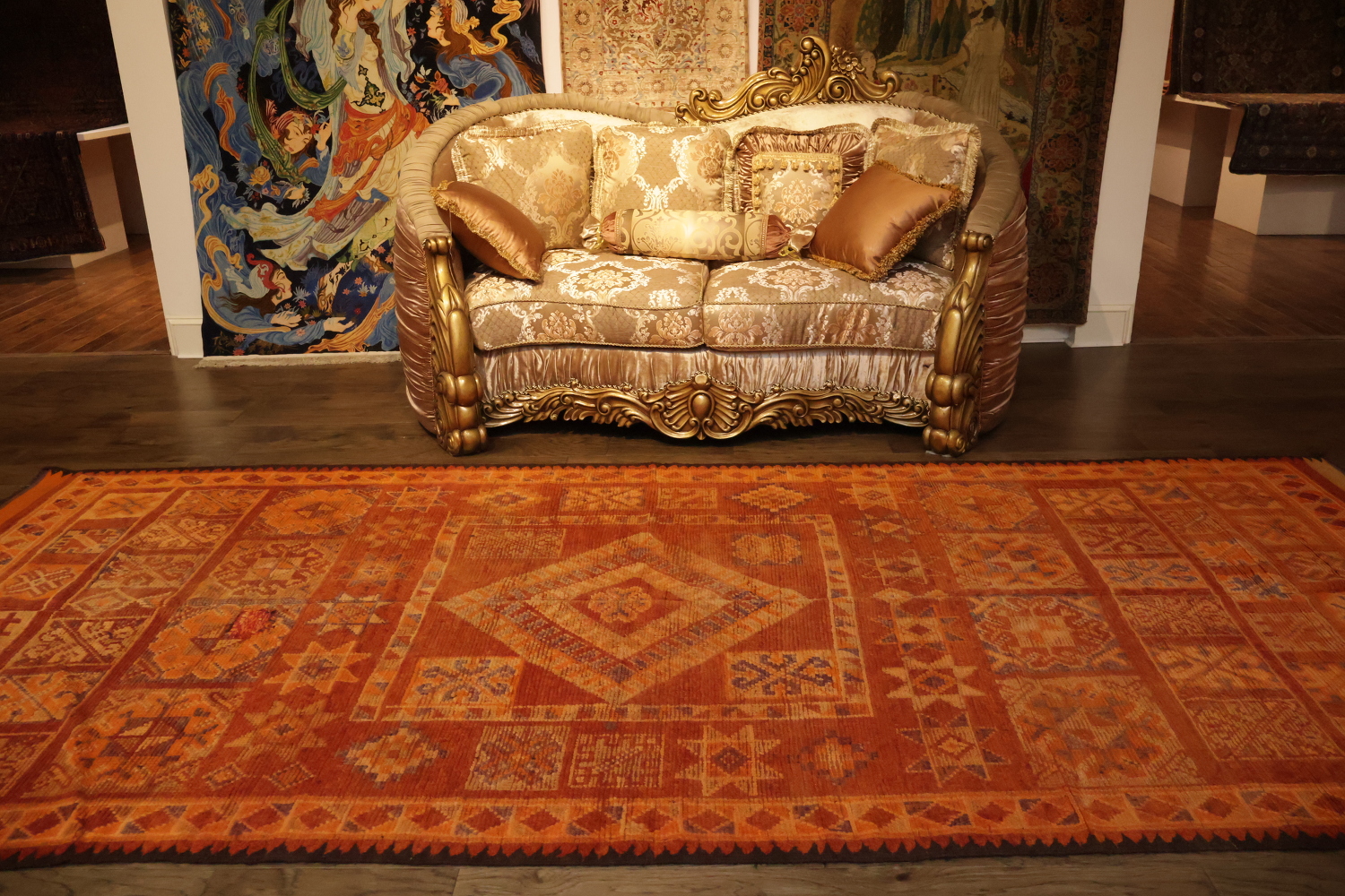 Orange Moroccan Wool Area Rug 6x13