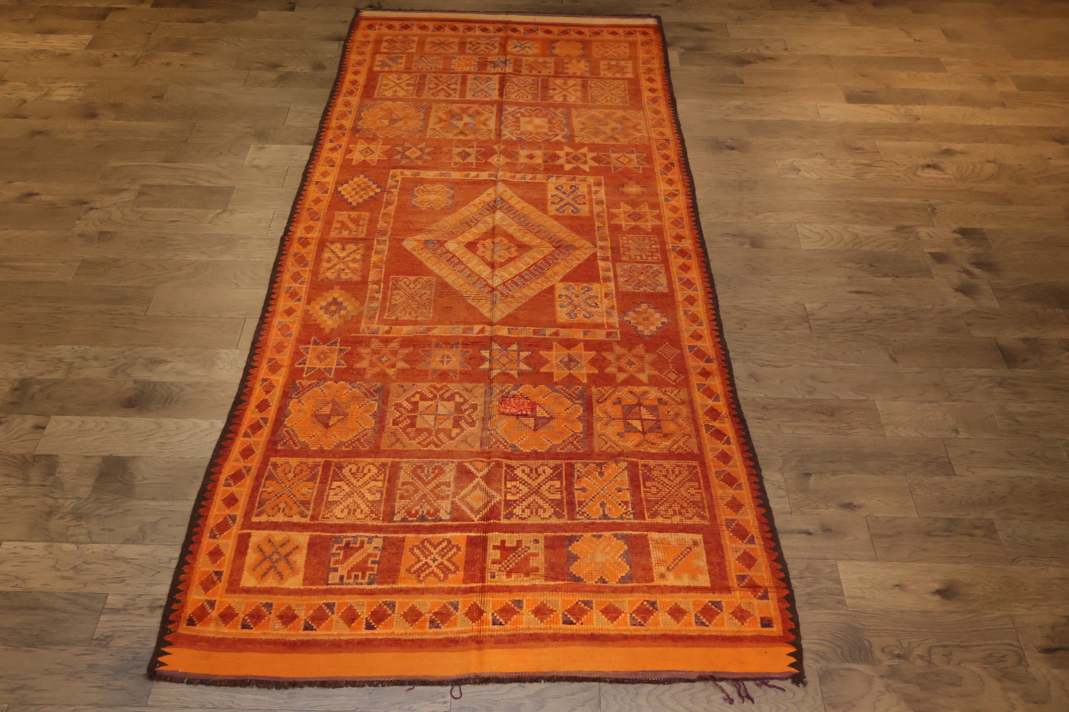Orange Moroccan Wool Area Rug 6x13