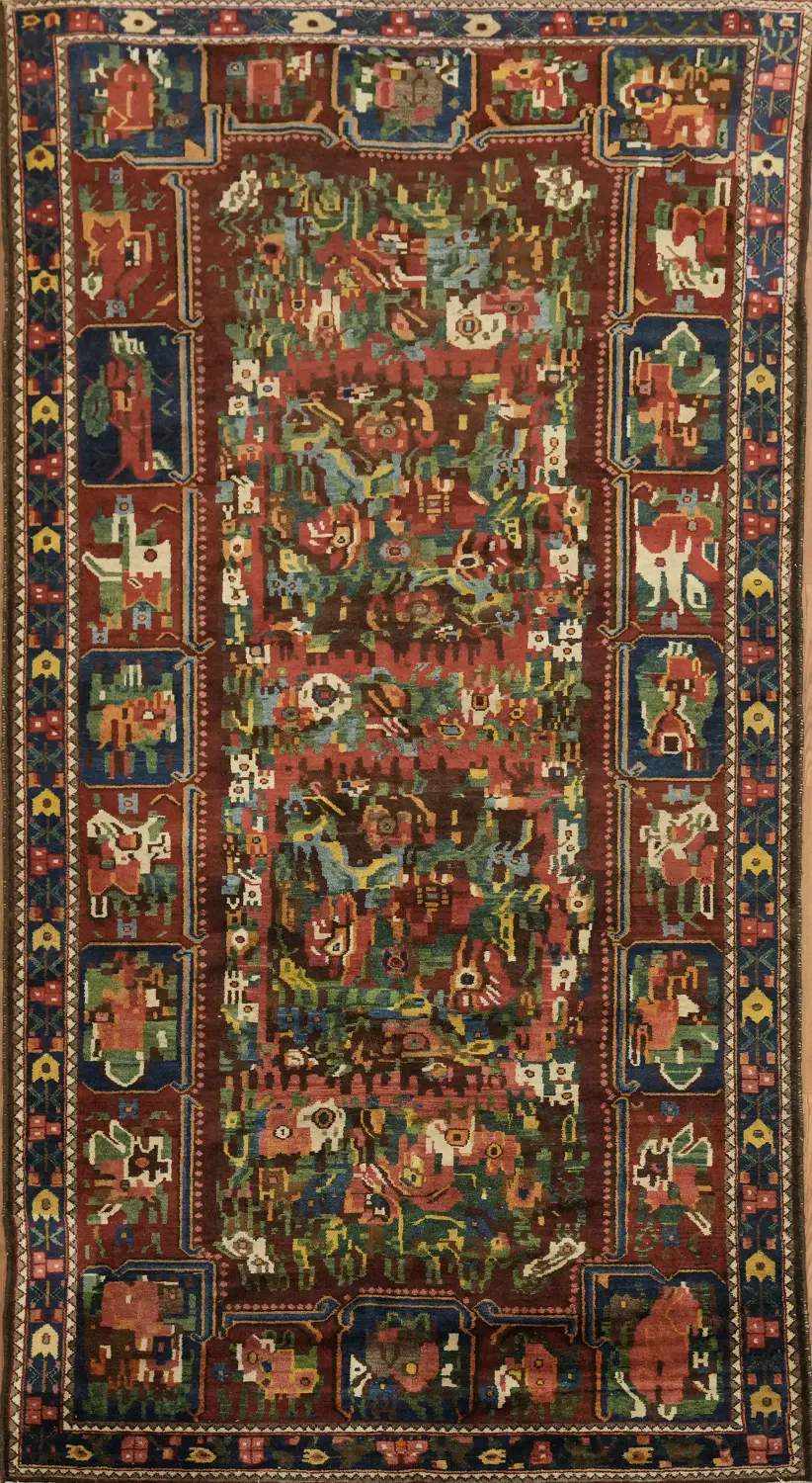 Vegetable Dye Vintage Decorative Bakhtiari Persian Area Rug 5x10