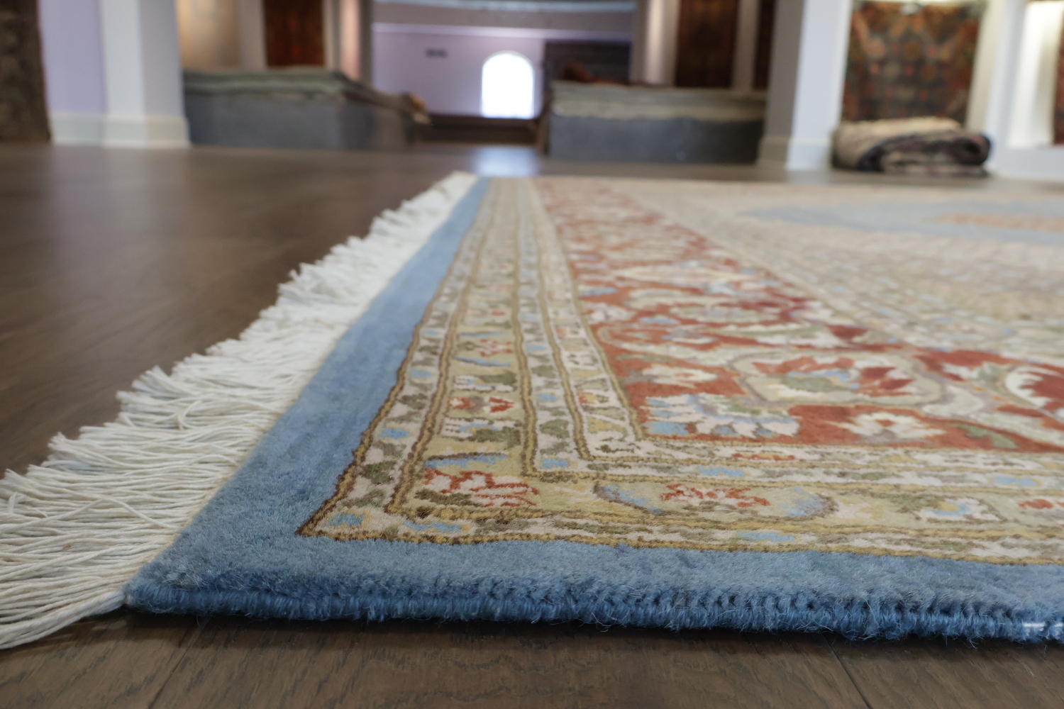 Traditional Tabriz Mahi Persian Rug with Subtle Blue and Rust Tones 9x12