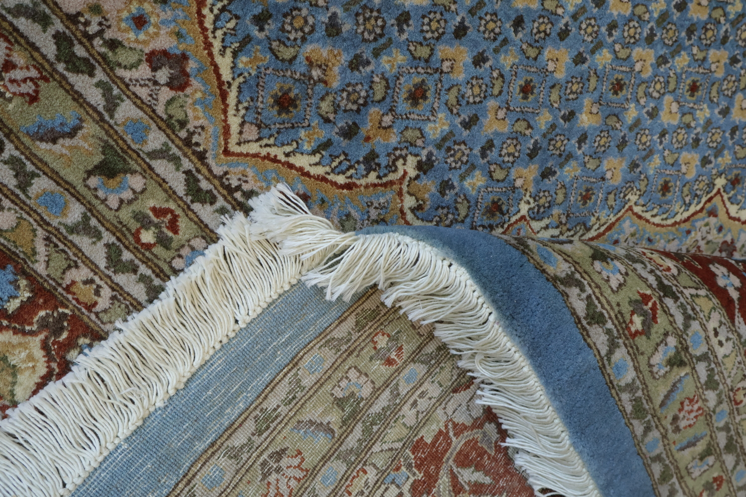 Traditional Tabriz Mahi Persian Rug with Subtle Blue and Rust Tones 9x12