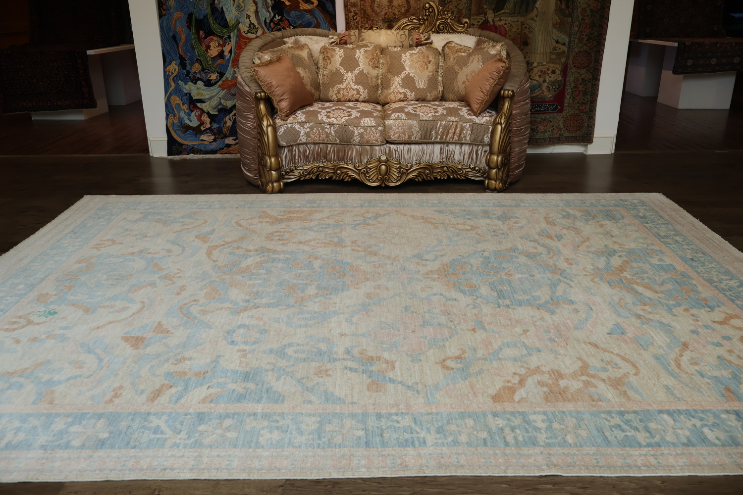 Vegetable Dye Muted Oushak Turkish Area Rug 9x13