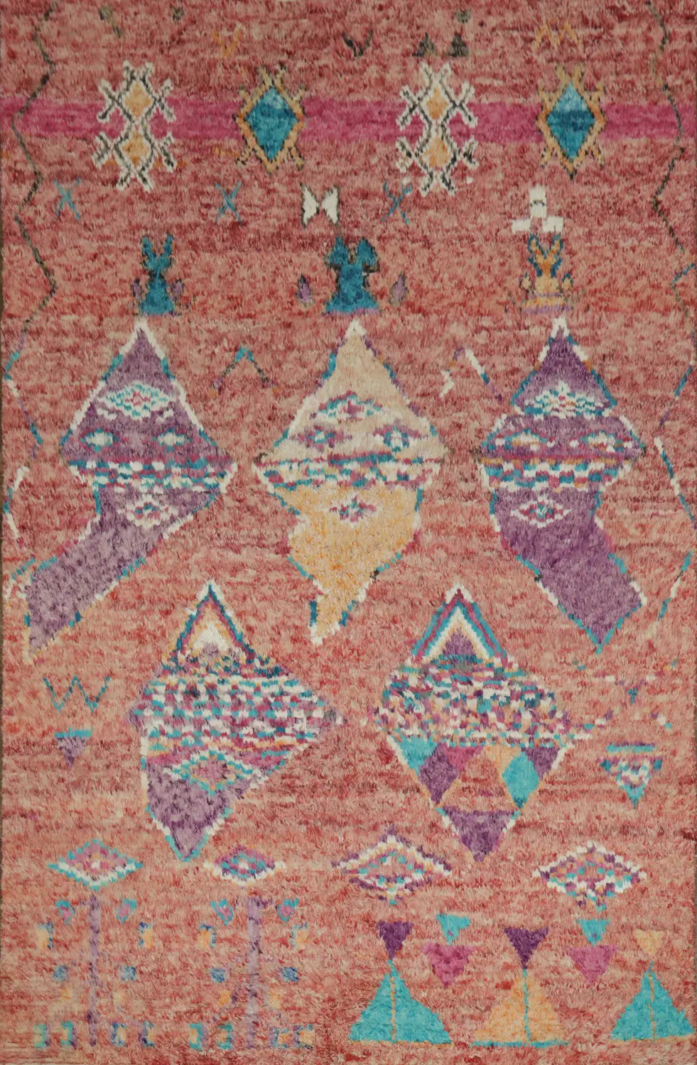 Colorful Abstract Rug with Distinctive Diamond and Tribal Prints 7x10