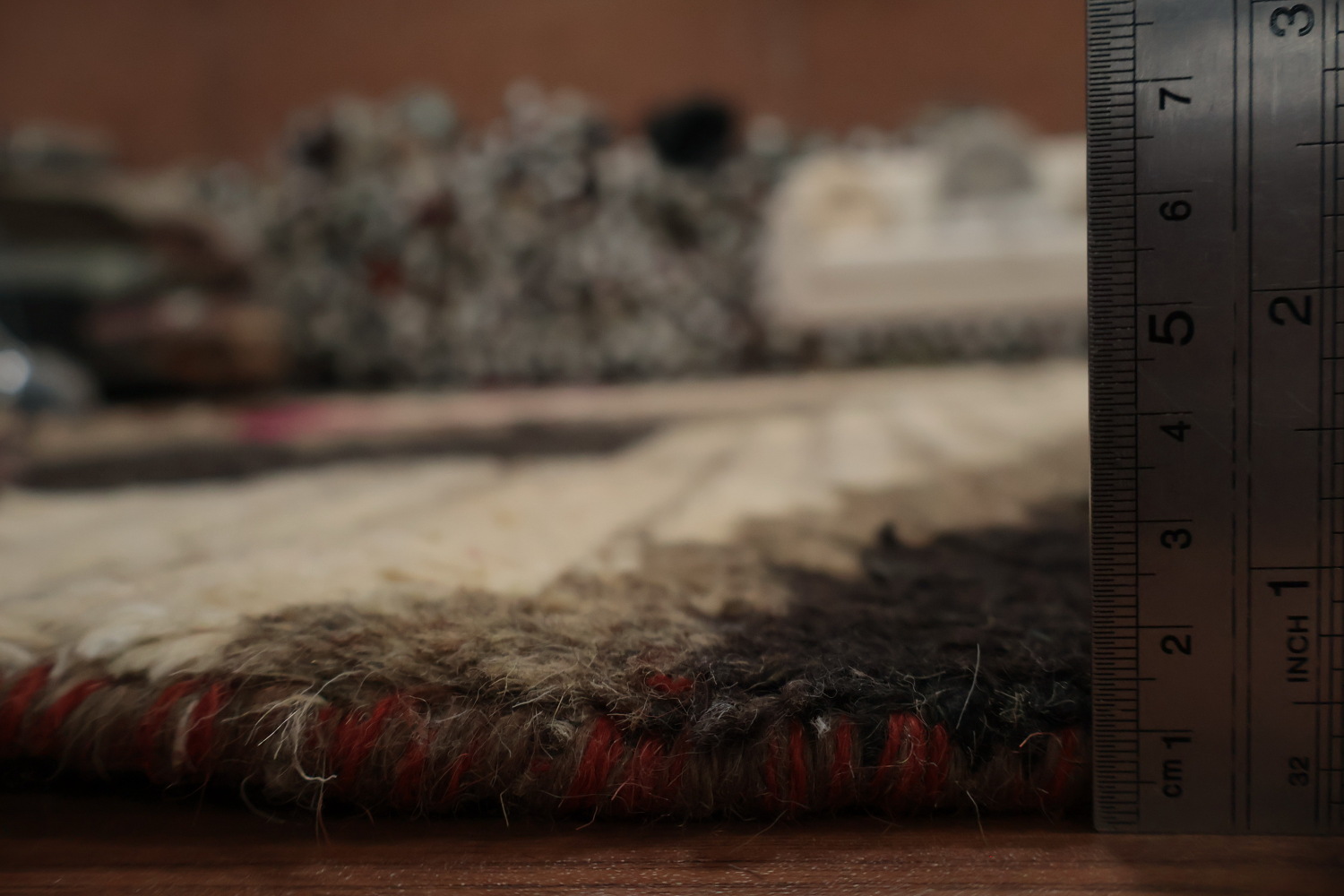 Stylish Blend Moroccan Wool Area Rug 8x11 with Shapes and Warm Hues