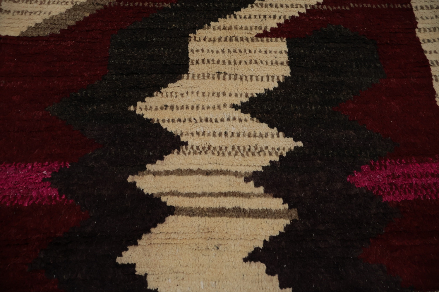 Stylish Blend Moroccan Wool Area Rug 8x11 with Shapes and Warm Hues
