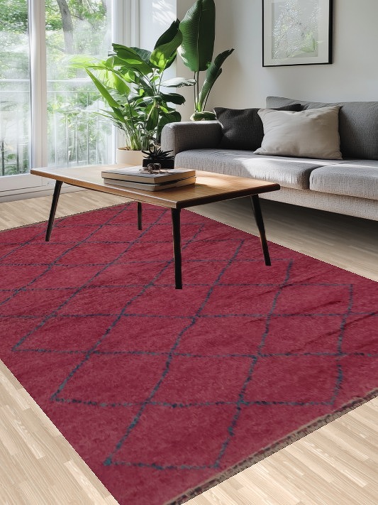 Pink Moroccan Area Rug 7x11 Subtle Geometric Pattern Charm