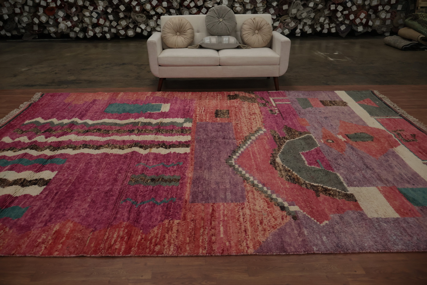 Bold Mix Pink and Purple in Decor Moroccan Wool Area Rug 9x13