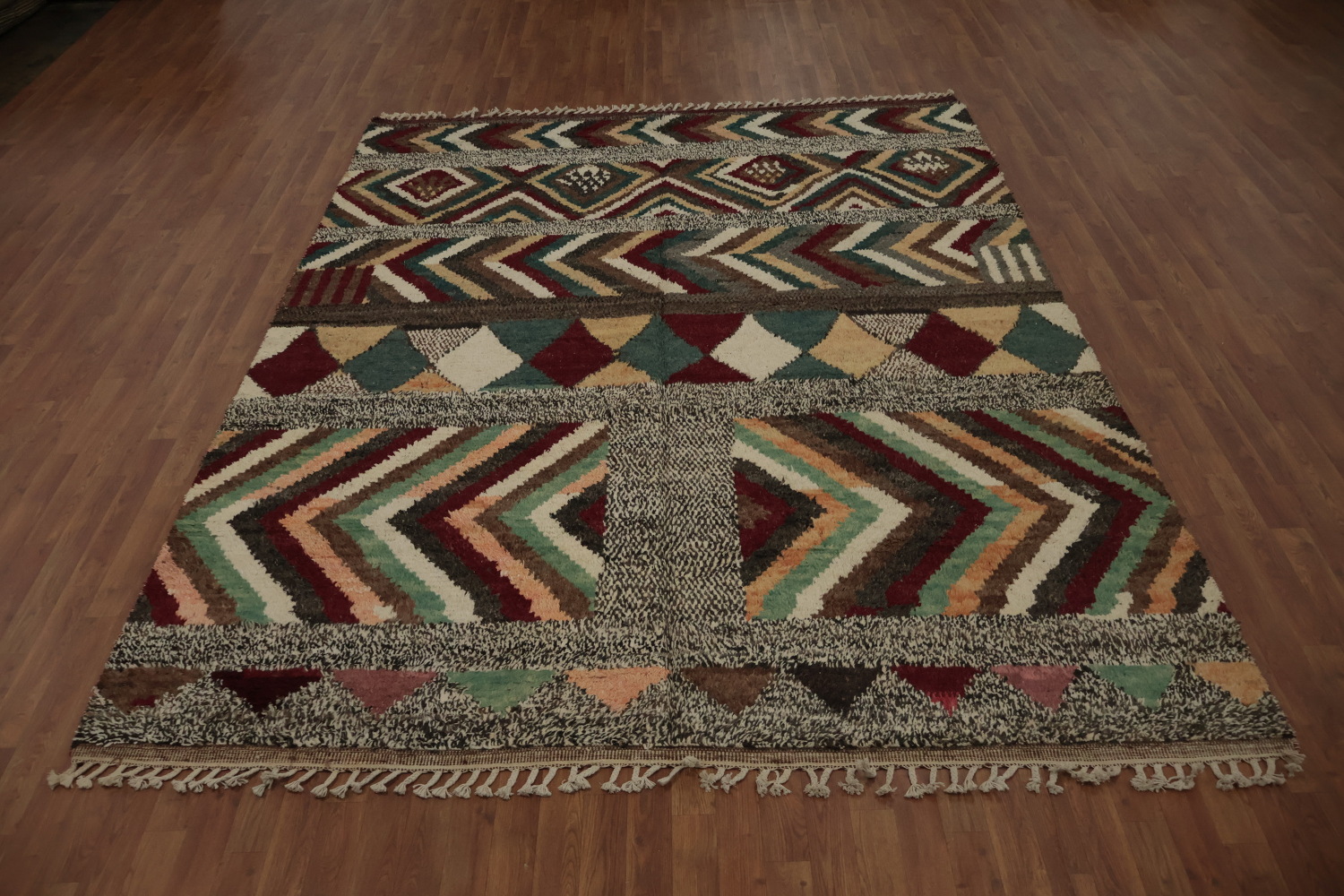 Eclectic Artisan Moroccan Area Rug 8x10 with Bold Geometric Motifs