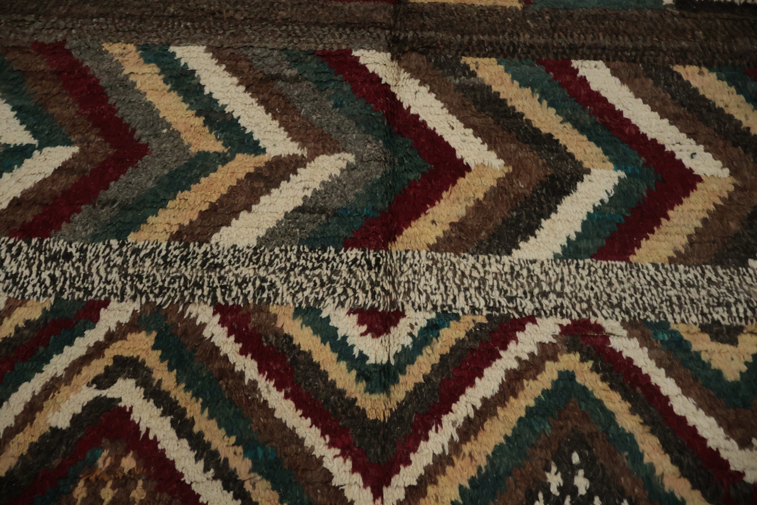 Eclectic Artisan Moroccan Area Rug 8x10 with Bold Geometric Motifs