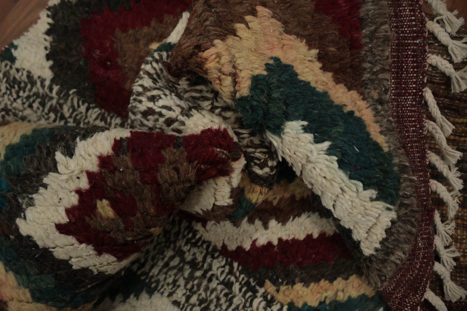 Eclectic Artisan Moroccan Area Rug 8x10 with Bold Geometric Motifs