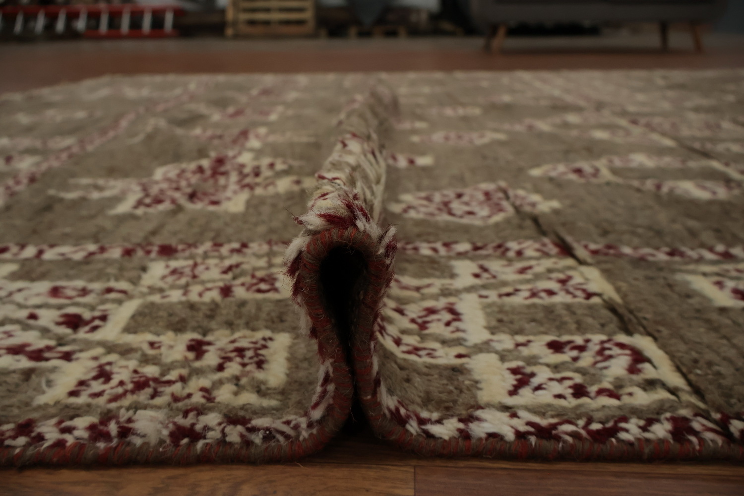 Earthy Tones and Geometric Style Moroccan Wool Area Rug 8x11