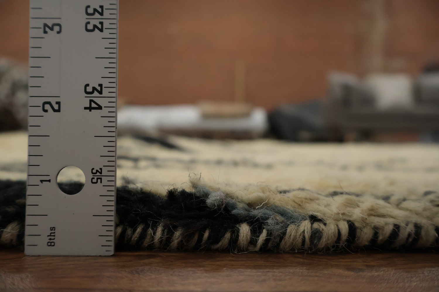 Diamond Pattern Moroccan Wool Area Rug 8x11 in Neutral Tones