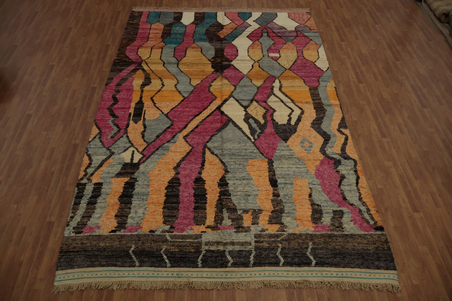 Dynamic Colorful Waves Abstract Moroccan Large Rug 10x15