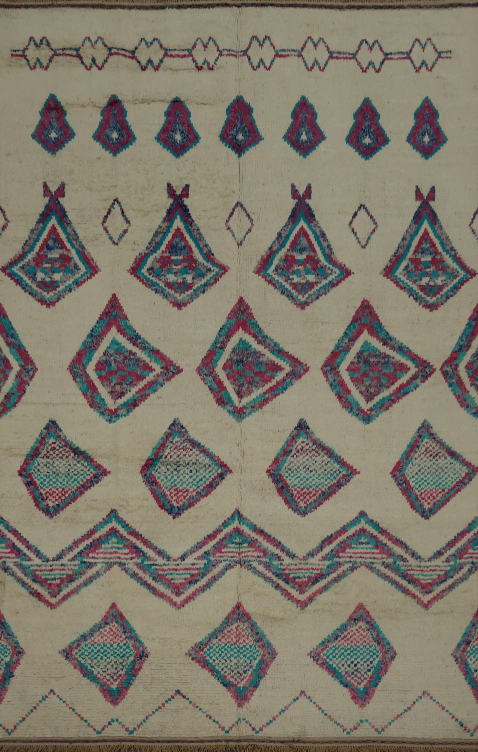 Chic Moroccan Large Area Rug 9x13 with Intricate Diamond Patterns