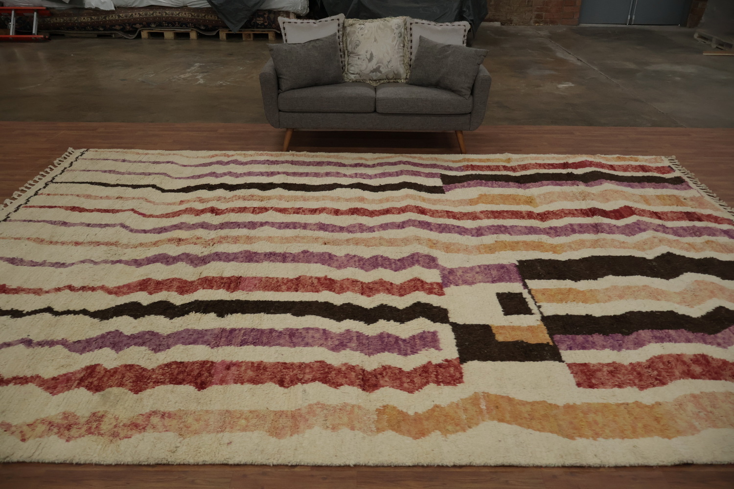 Wavy Line Moroccan Large Rug 10x15 to Enhance Your Living Room Decor