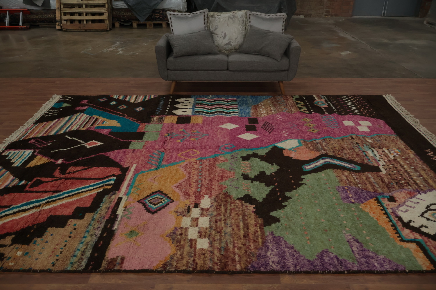 Vibrant Abstract Design Moroccan Large Area Rug 9x13