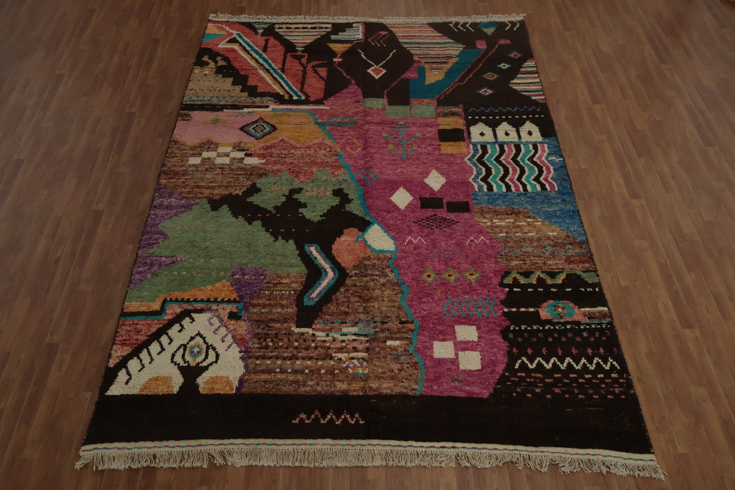 Vibrant Abstract Design Moroccan Large Area Rug 9x13