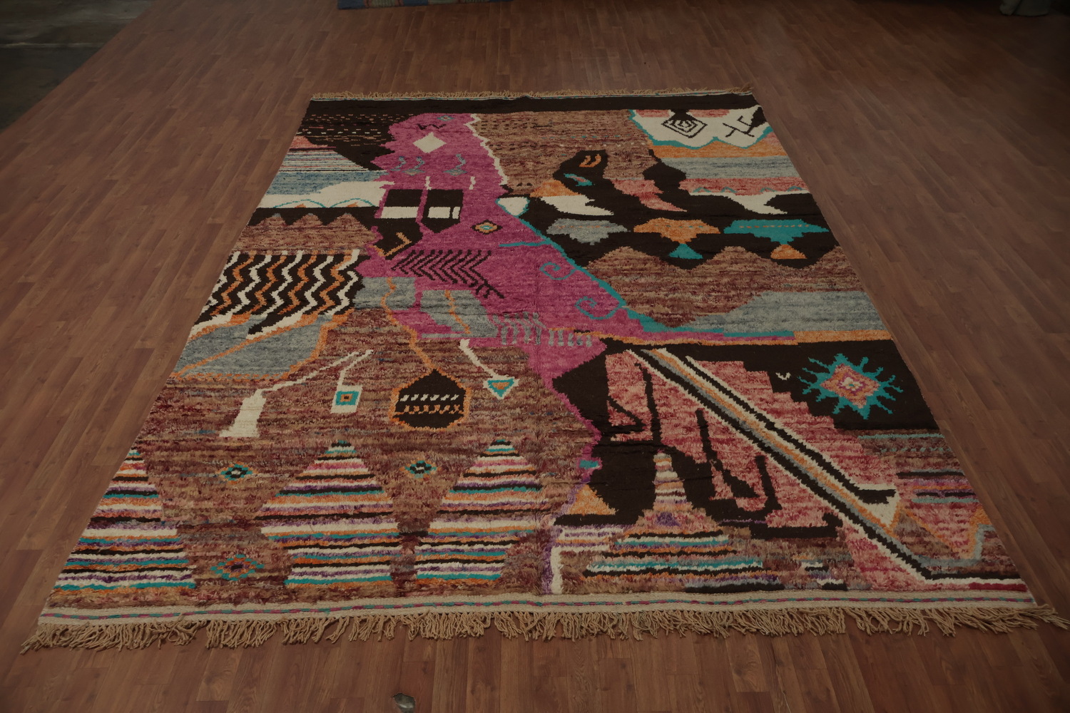 Vibrant Geometric Moroccan Large Area Rug 9x13 in Bold Earth Tones