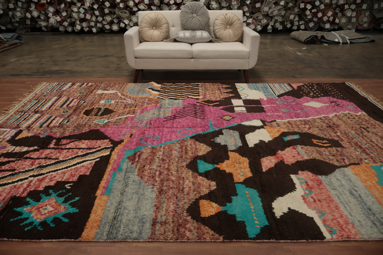 Vibrant Geometric Moroccan Large Area Rug 9x13 in Bold Earth Tones
