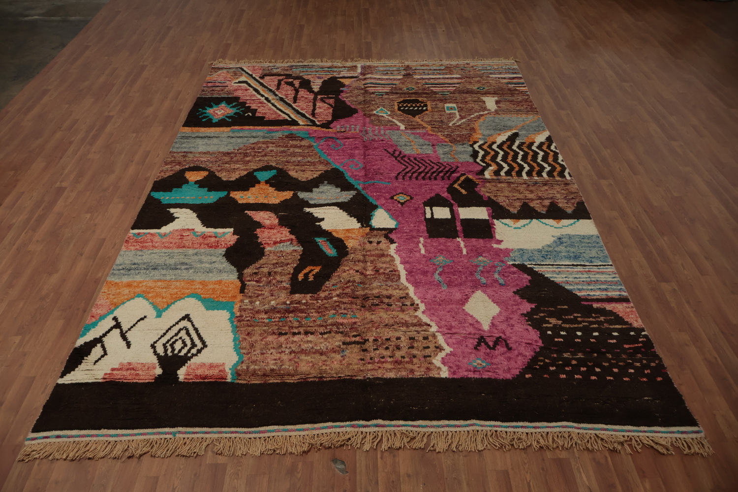 Vibrant Geometric Moroccan Large Area Rug 9x13 in Bold Earth Tones