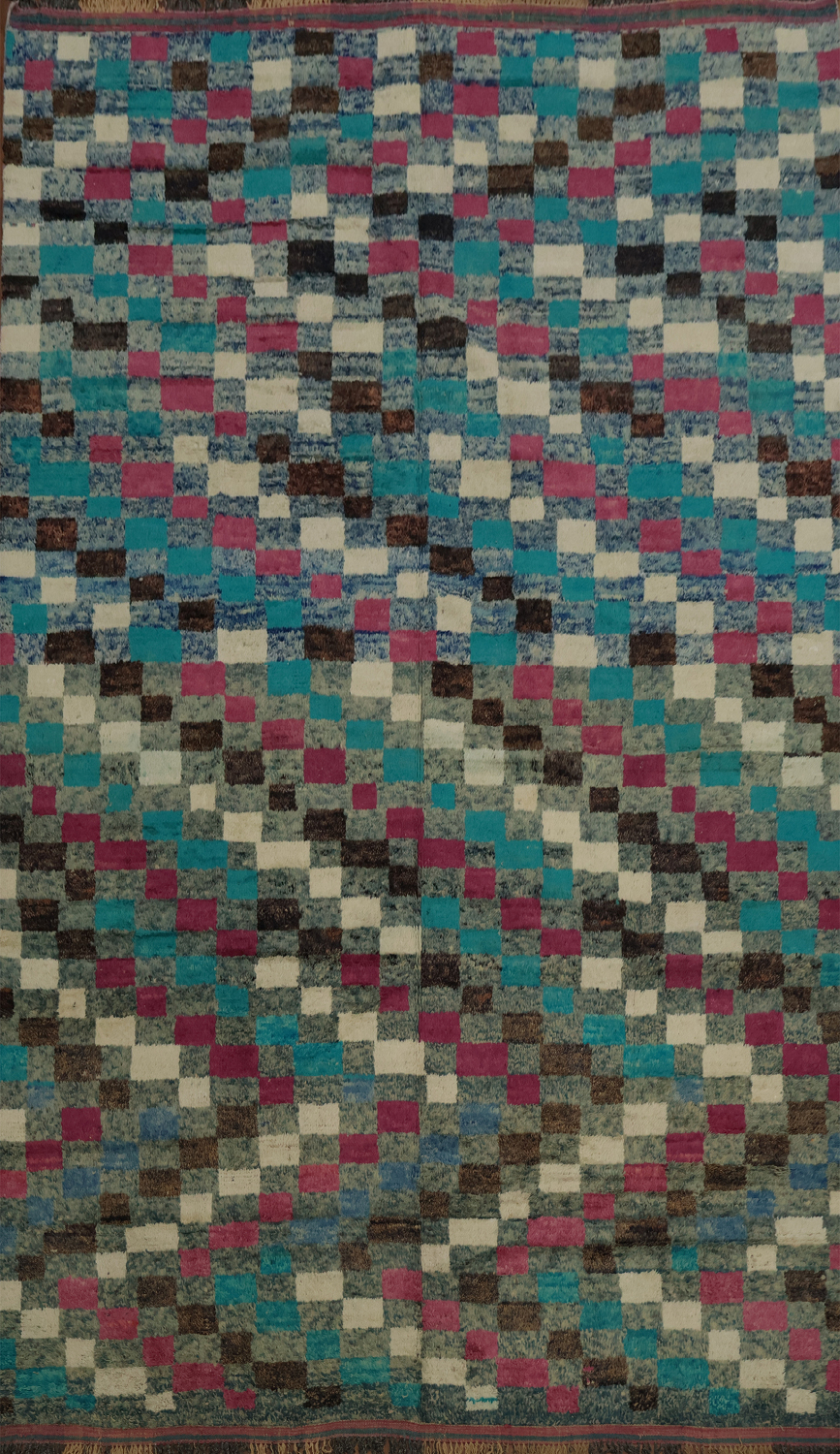 Wool Checkered Moroccan Handmade Rug 10x15