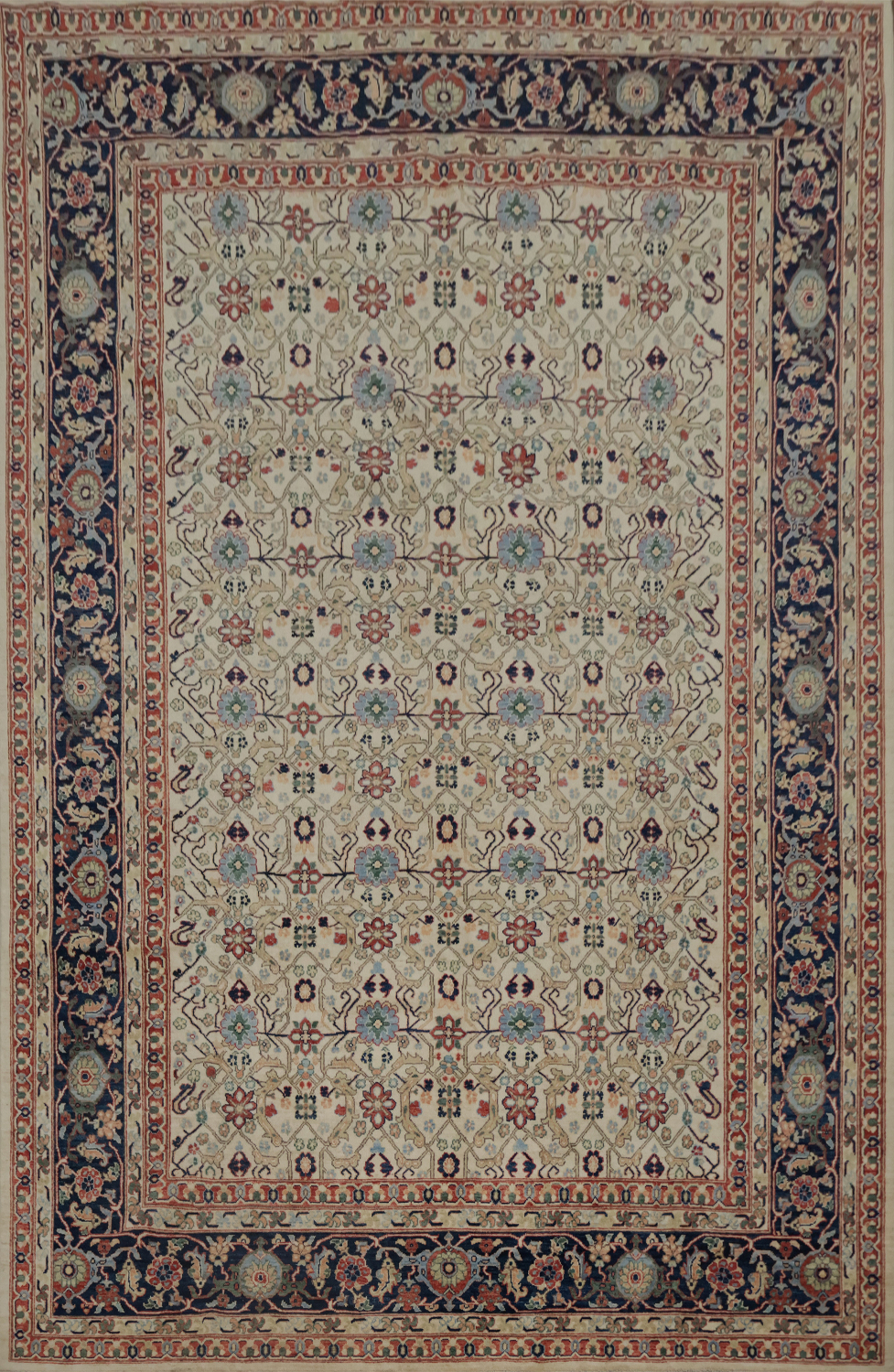 Handwoven Ziegler Handmade Area Rug 9x12 with Classic Border Design
