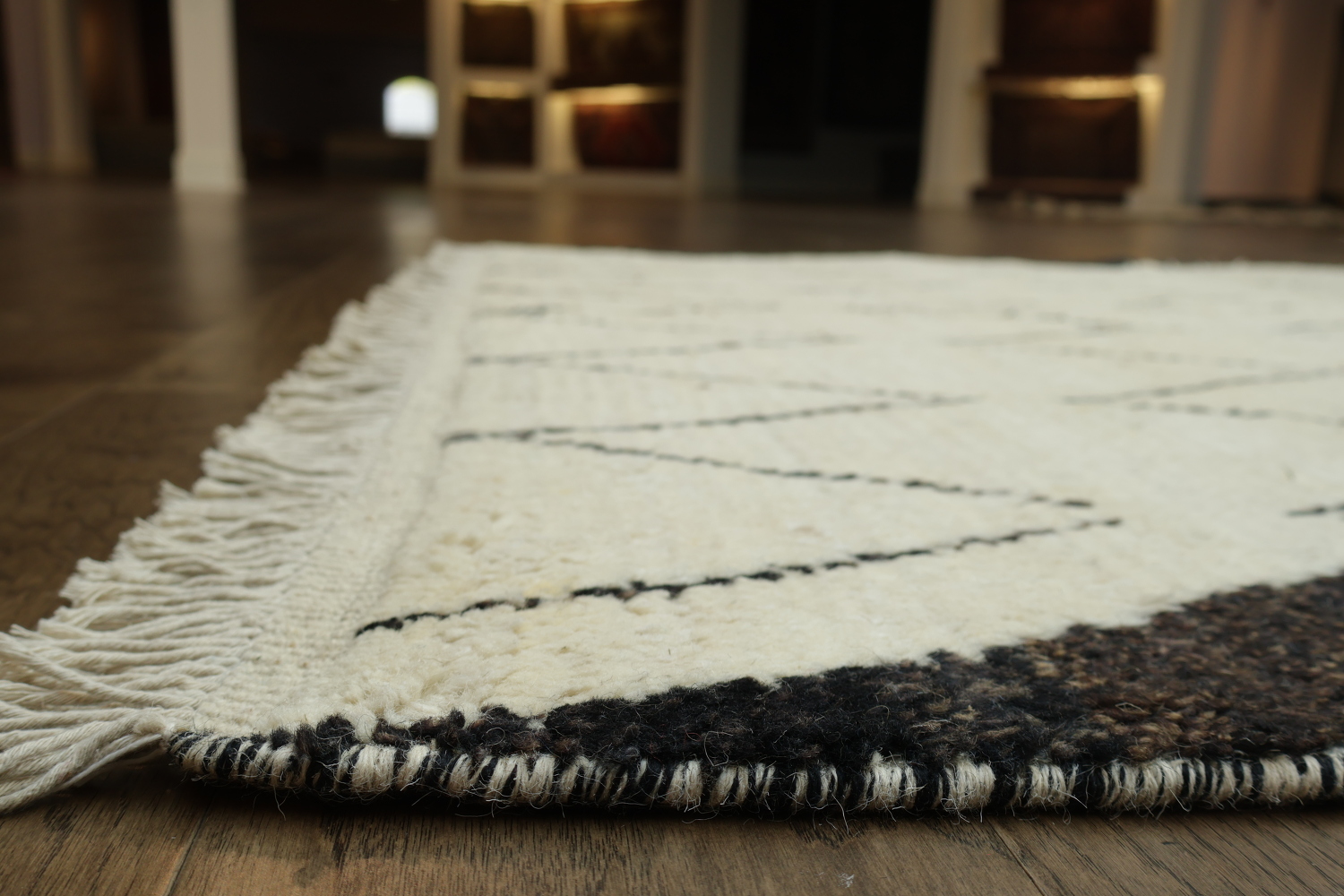 Trellis Black and White Area Rug with Bold Geometric Lines 6x10 ft