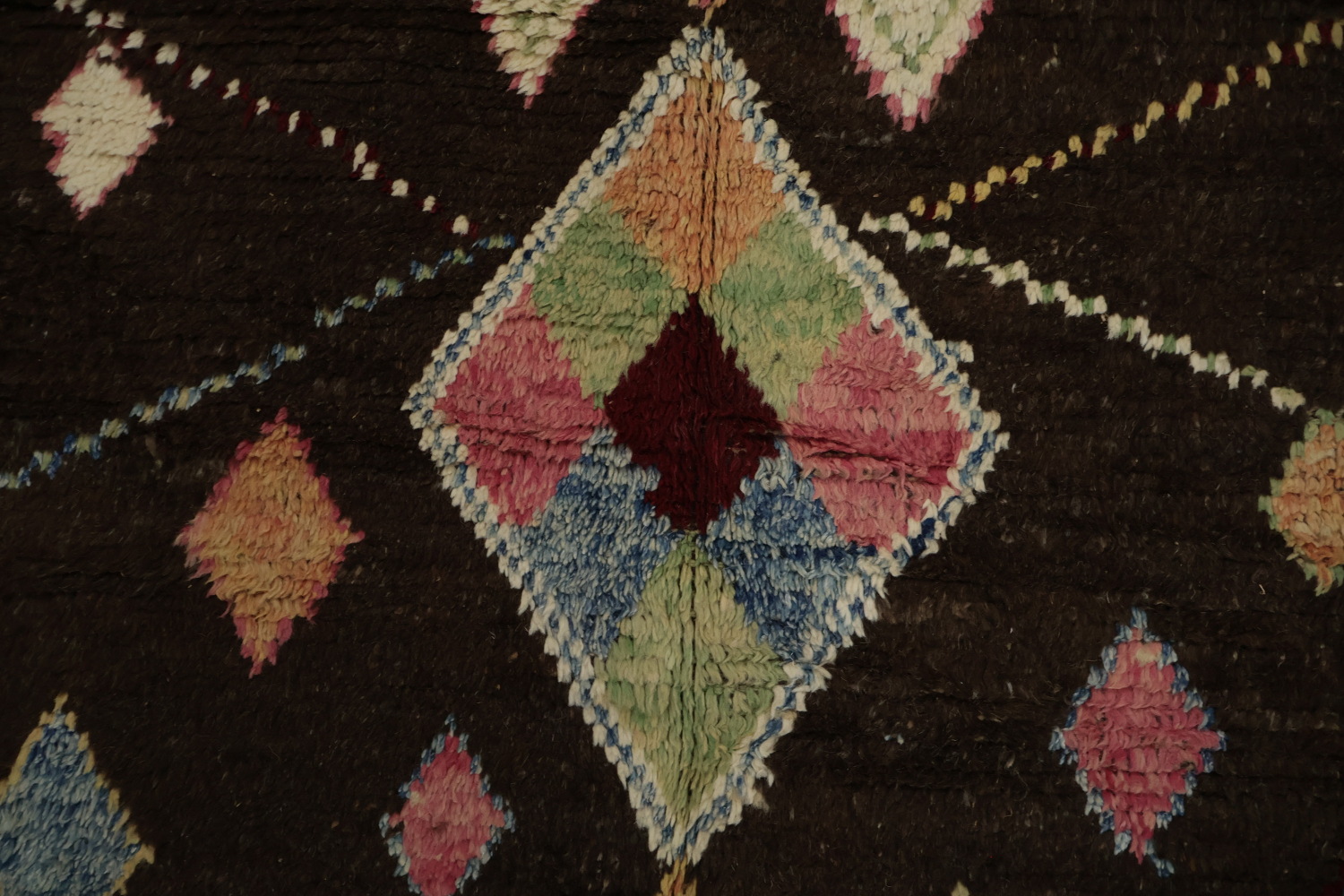 Colorful Diamond-Pattern Moroccan Wool Area Rug 6x10