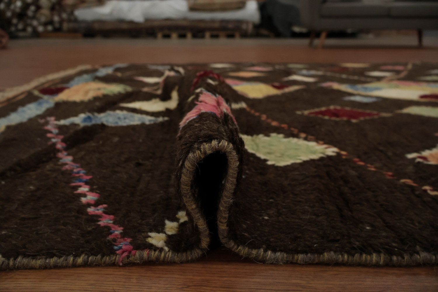 Colorful Diamond-Pattern Moroccan Wool Area Rug 6x10