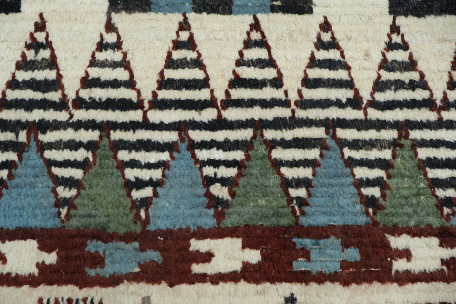 Southwestern Vibes White Moroccan with Colorful Geometric Pattern Wool Rug 6x9