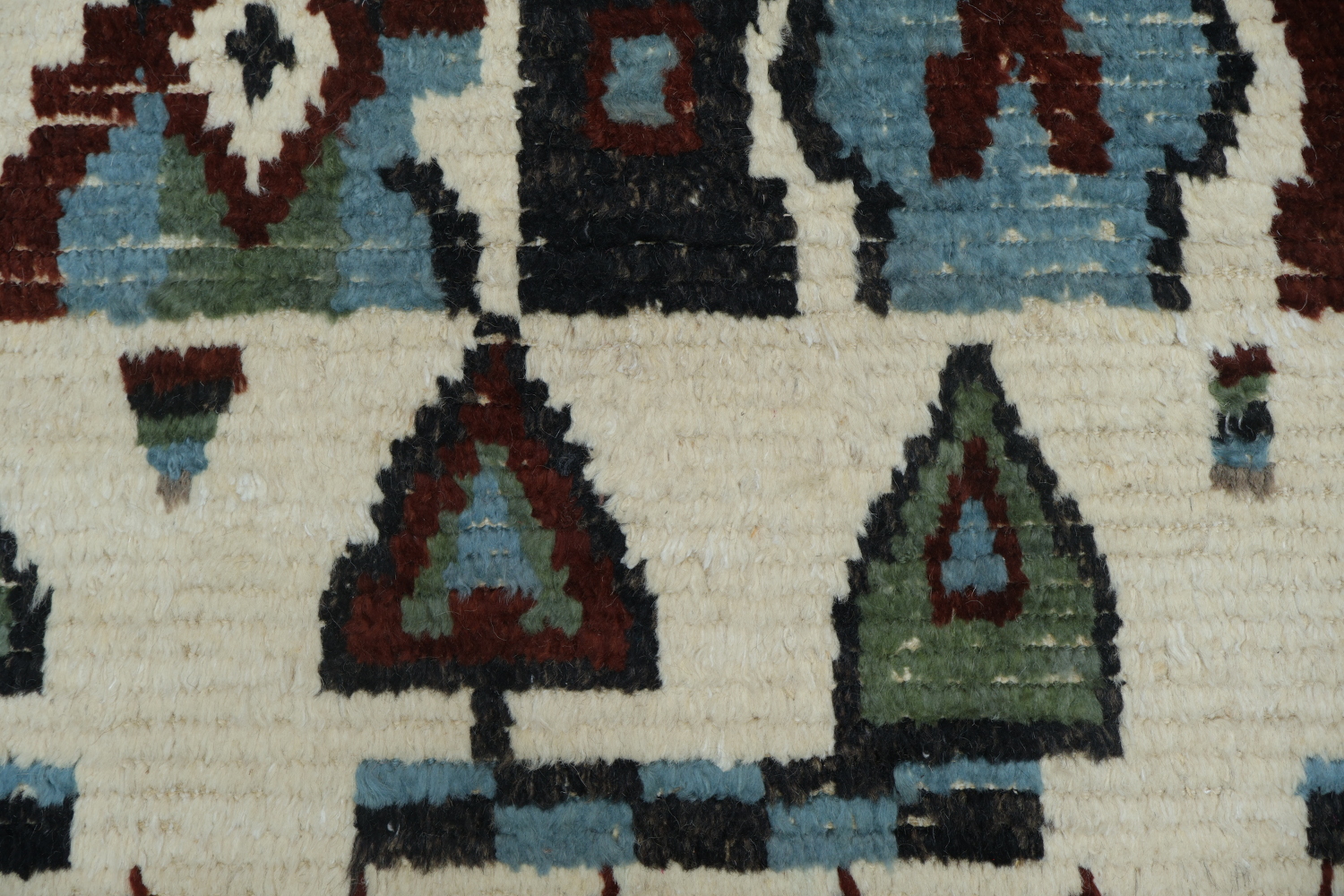Southwestern Vibes White Moroccan with Colorful Geometric Pattern Wool Rug 6x9