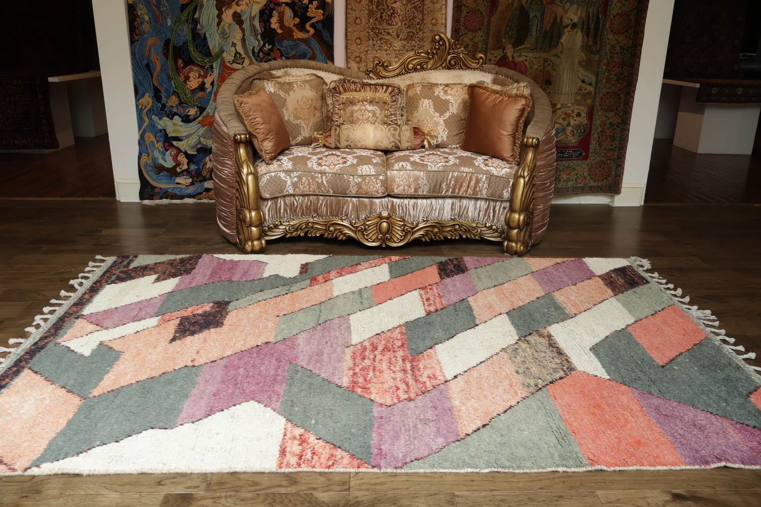 Modern Abstract Geometric Rug with Earth's Natural Tones 6x10
