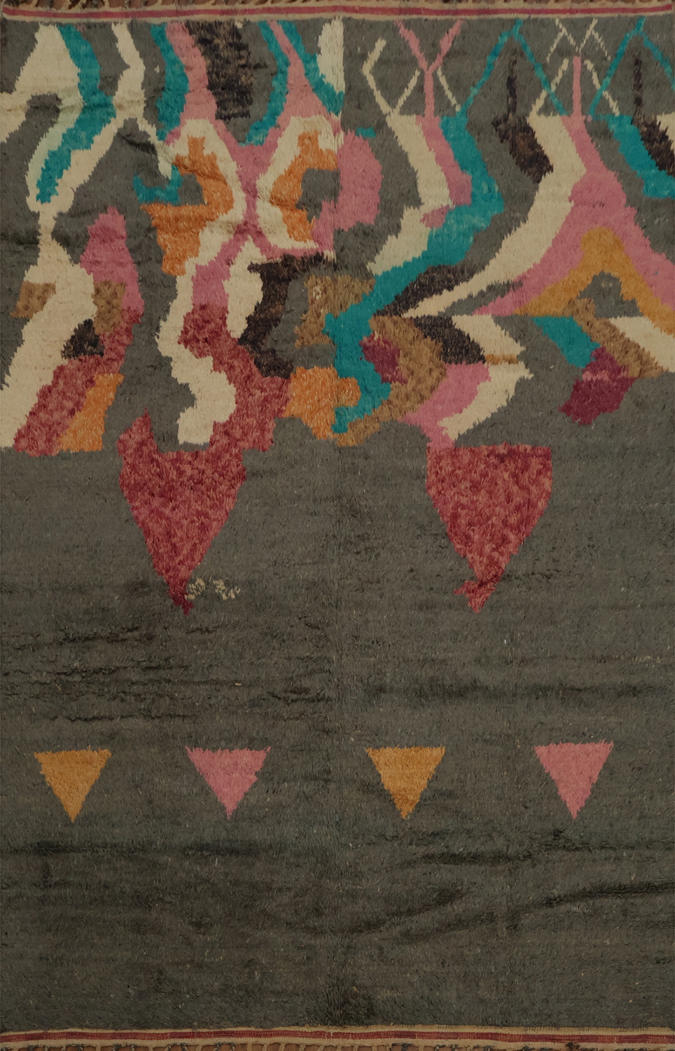 Abstract Moroccan Wool Area Rug 8x11 Eye-Catching Color Contrasts