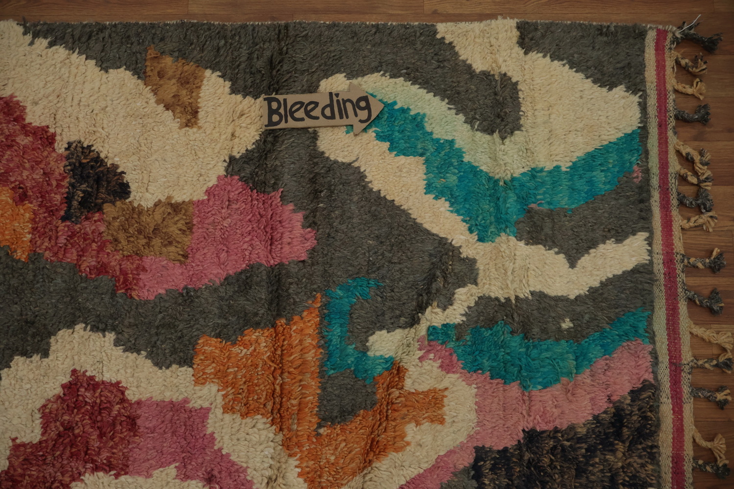 Abstract Moroccan Wool Area Rug 8x11 Eye-Catching Color Contrasts