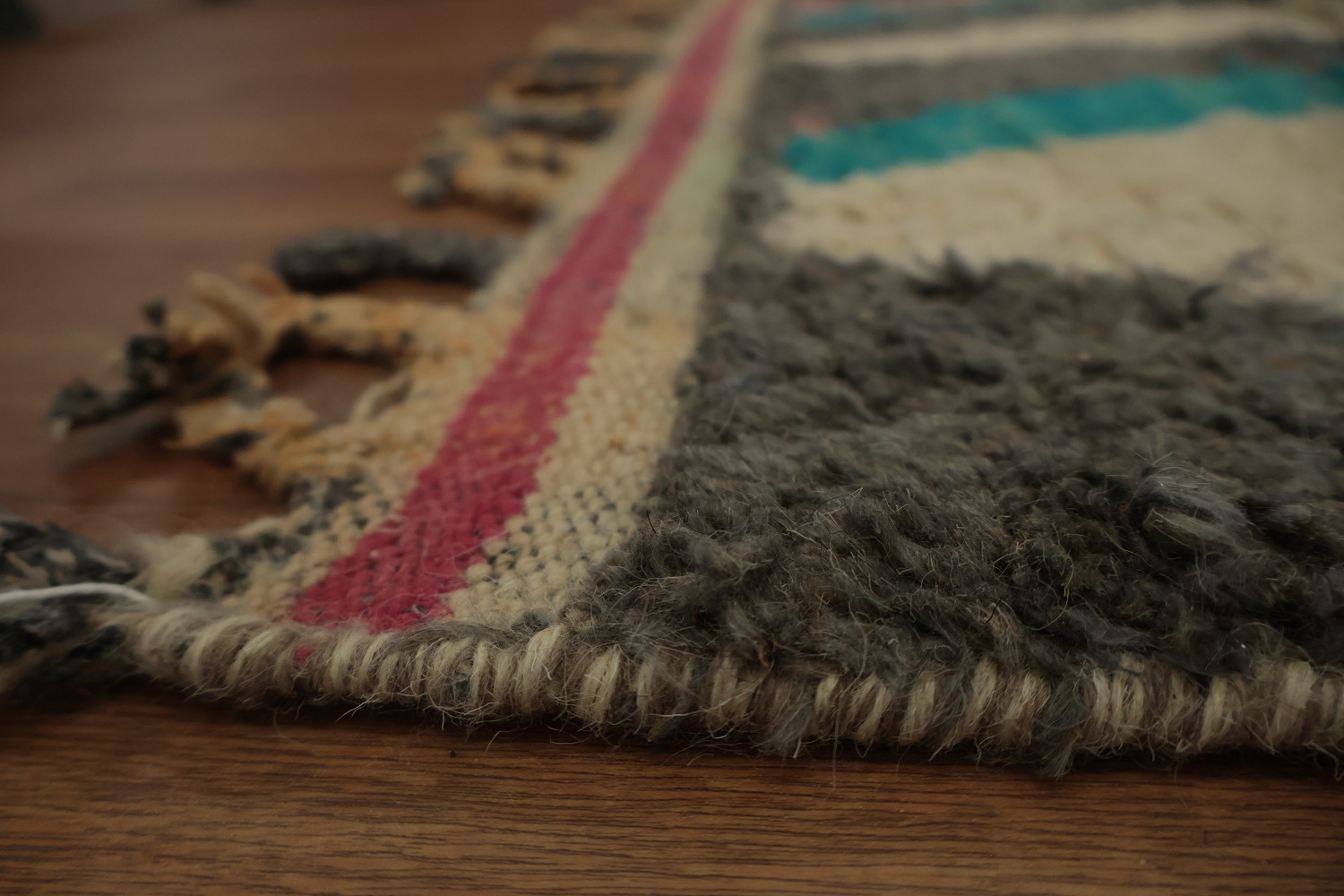 Abstract Moroccan Wool Area Rug 8x11 Eye-Catching Color Contrasts