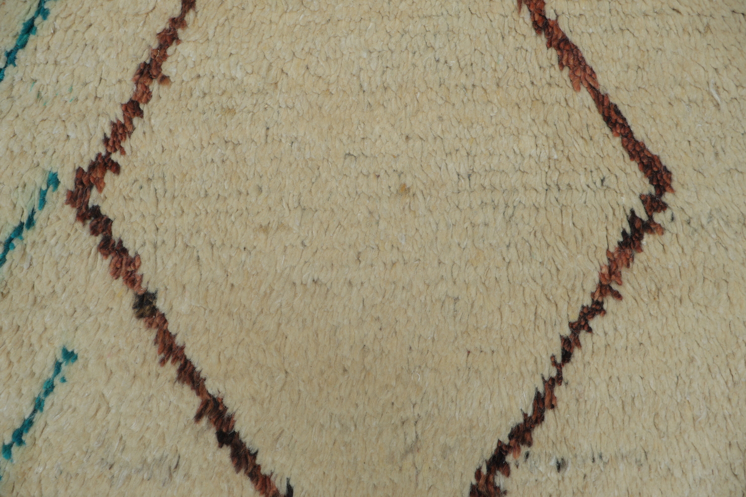 Moroccan Ivory and Turquoise Wool Rug with Bold Geometric Motifs 6x10
