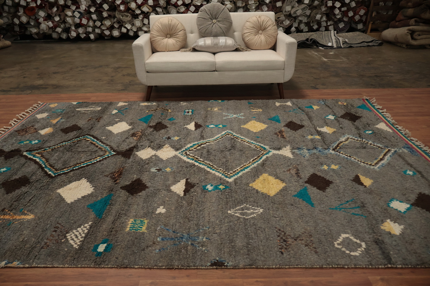 Bohemian Aesthetic Geometric Moroccan Wool Area Rug 8x11