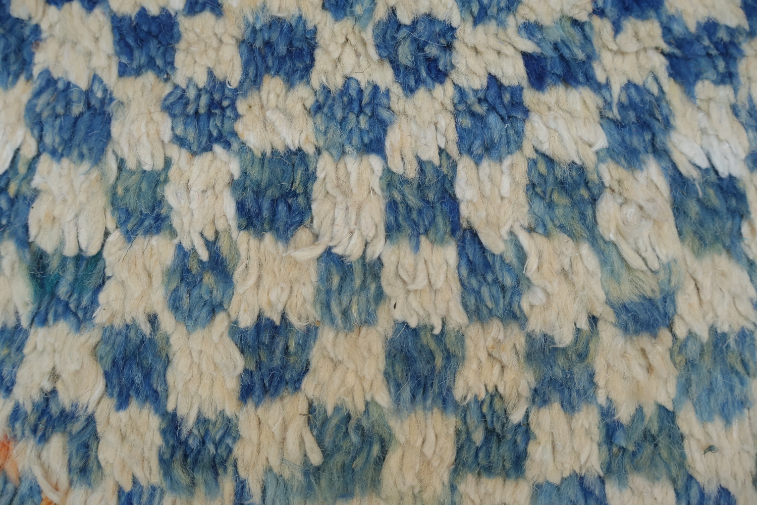 Artisanal Wool Blue Moroccan Rug Featuring Playful Diamond Shapes 6x10 ft