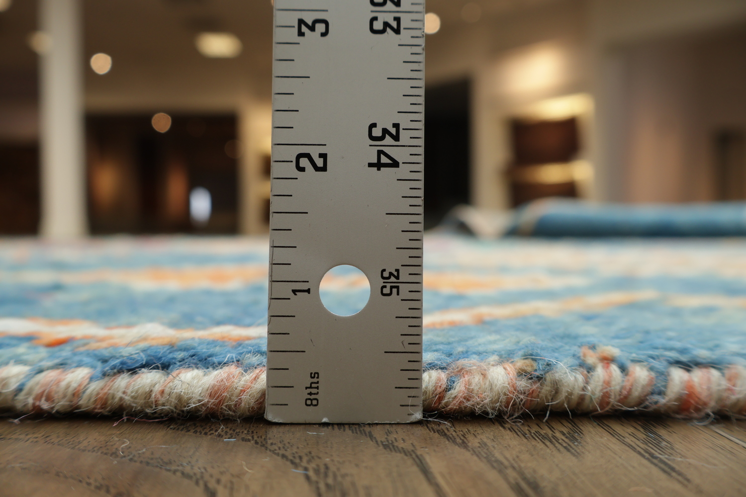Artisanal Wool Blue Moroccan Rug Featuring Playful Diamond Shapes 6x10 ft