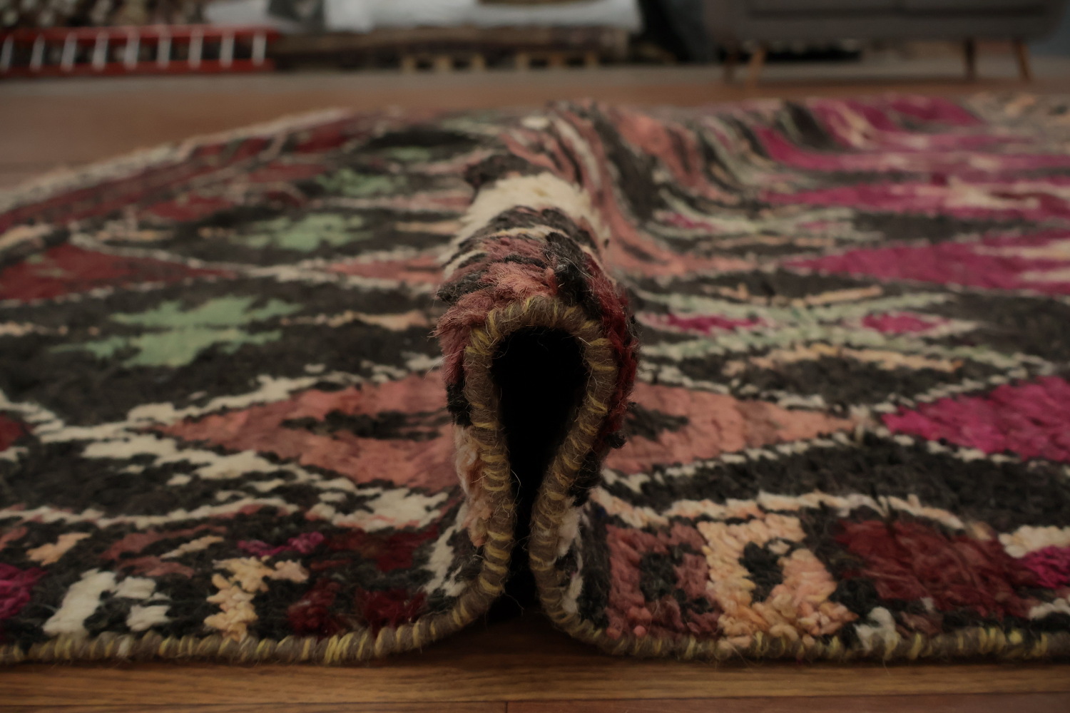 Diamond Pattern Moroccan Area Rug 9x13 with Rich Earthy Tones