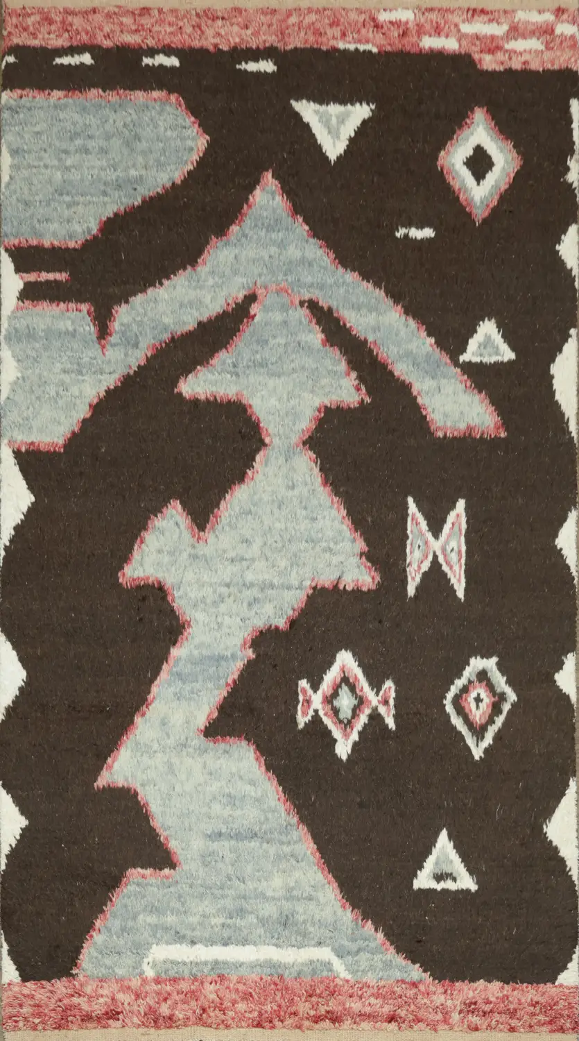 Eclectic Earthy Toned Rug with Abstract Design for Modern Spaces 6x10 ft