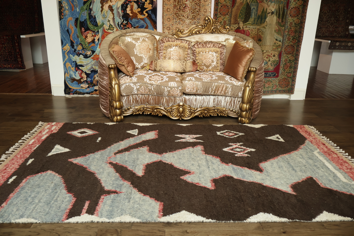 Eclectic Earthy Toned Rug with Abstract Design for Modern Spaces 6x10 ft