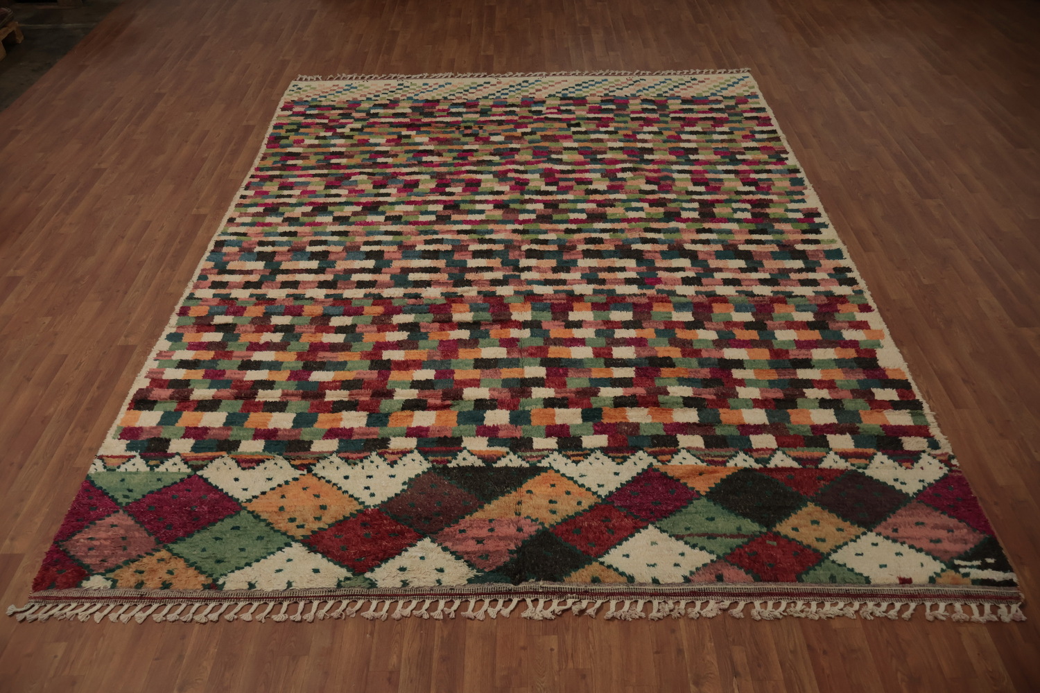 Elegant Mosaic Moroccan Runner Rug 4x22 in a Burst of Vivid Colors