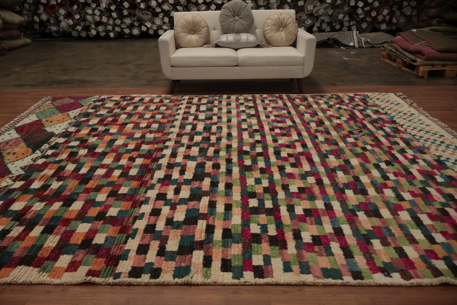 Elegant Mosaic Moroccan Runner Rug 4x22 in a Burst of Vivid Colors