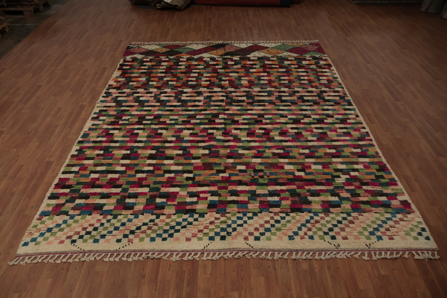 Elegant Mosaic Moroccan Runner Rug 4x22 in a Burst of Vivid Colors