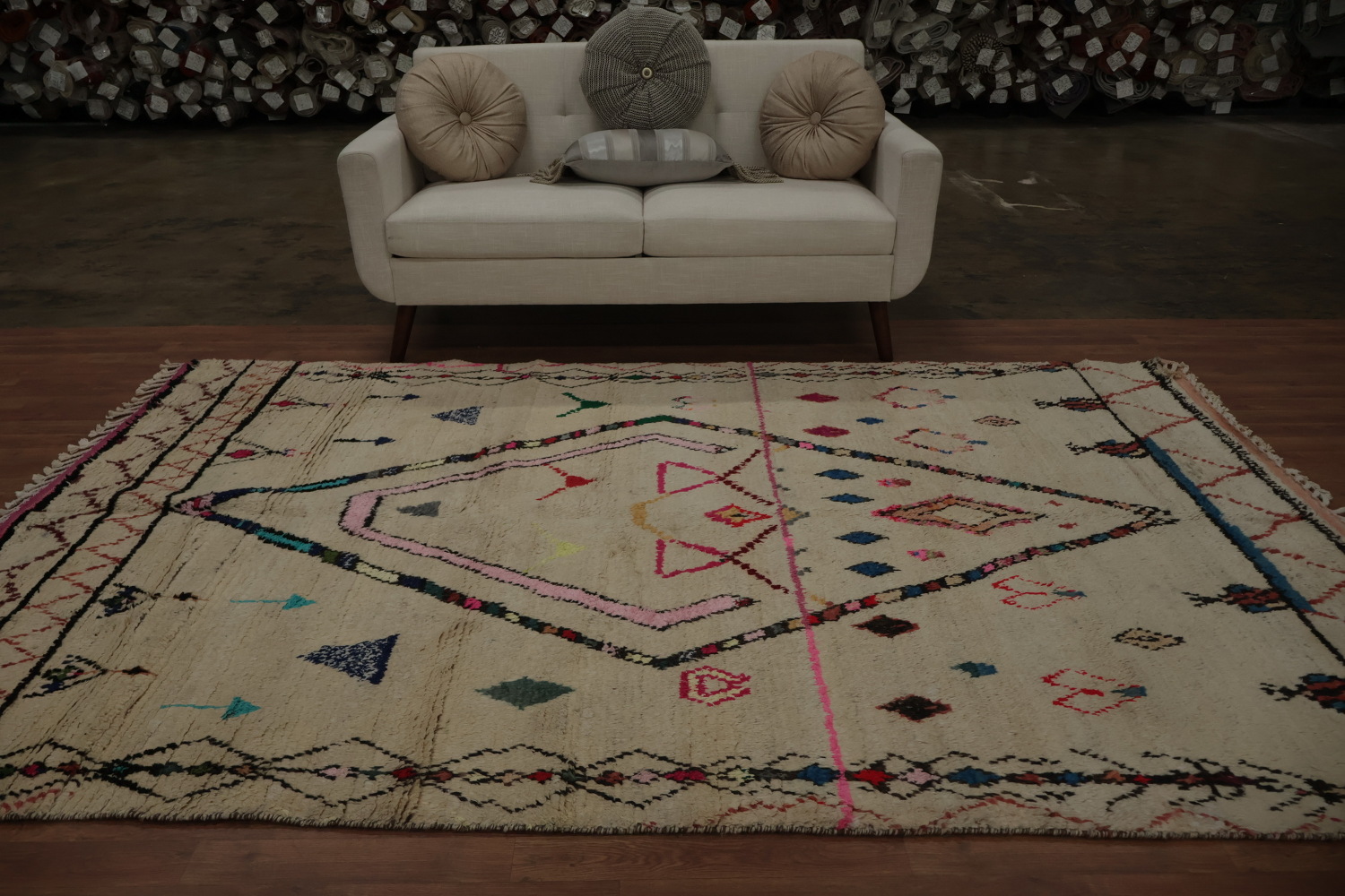 Modern Moroccan Wool Area Rug 6'x9'