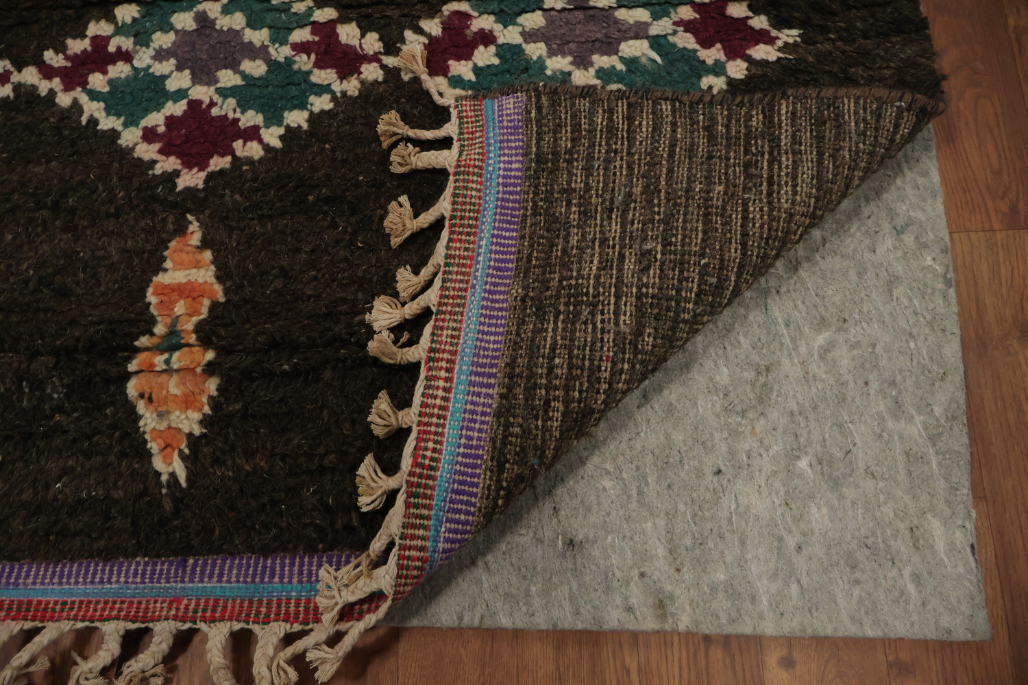 Colorful Star and Diamond Patterned Moroccan Wool Area Rug 8x11