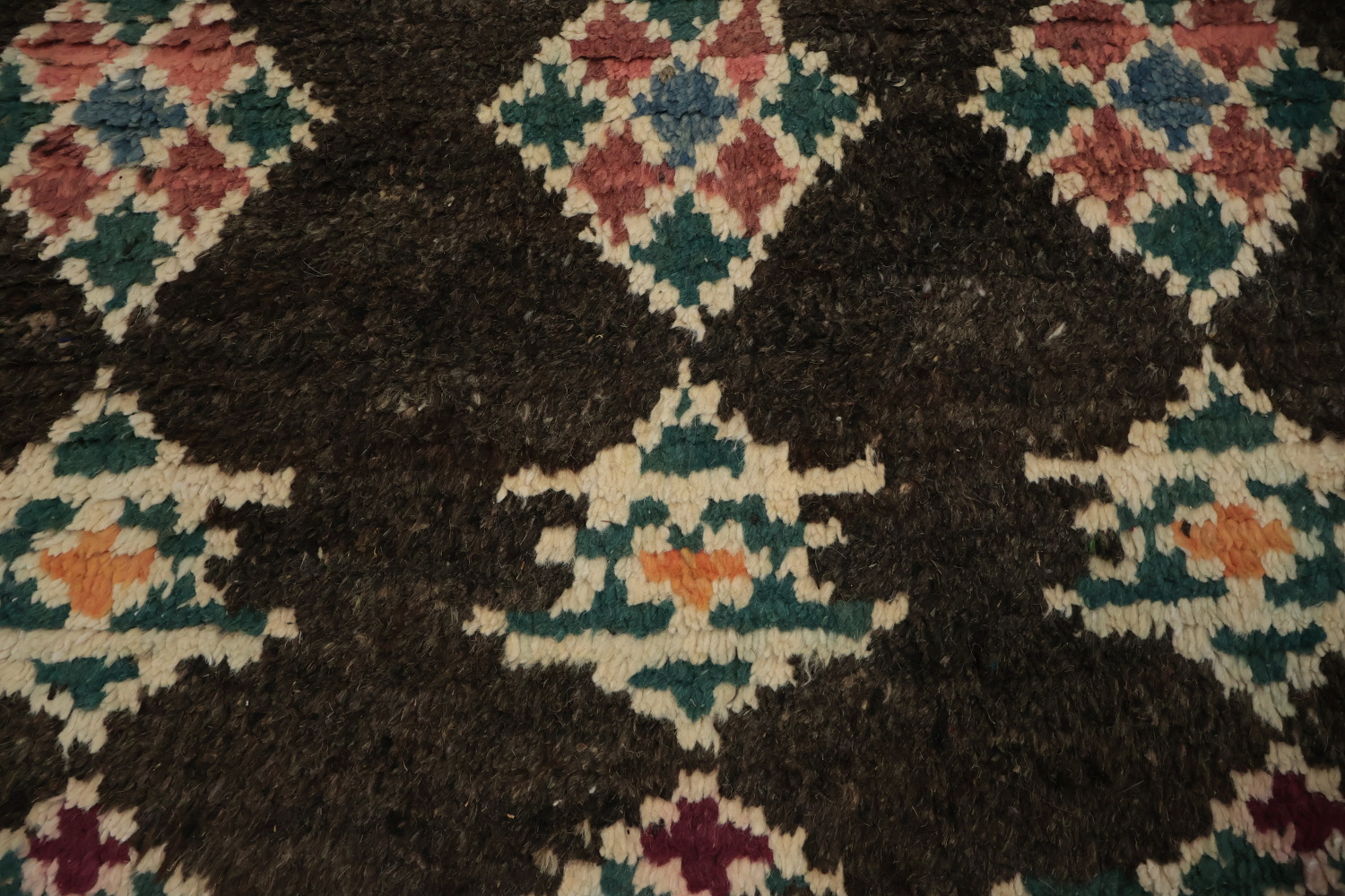 Colorful Star and Diamond Patterned Moroccan Wool Area Rug 8x11