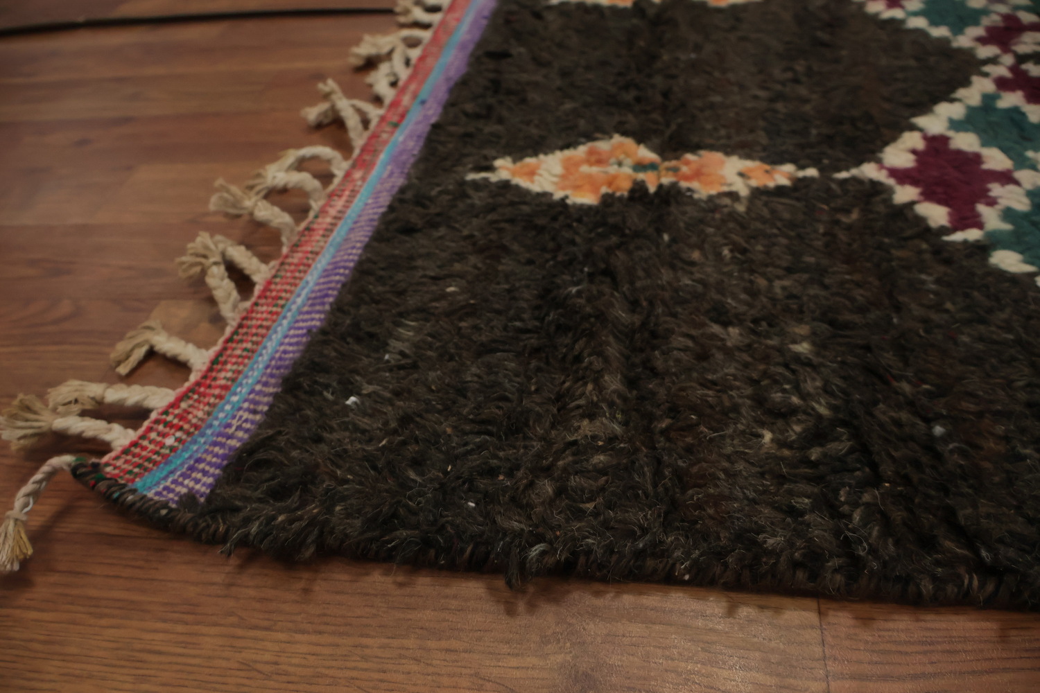 Colorful Star and Diamond Patterned Moroccan Wool Area Rug 8x11