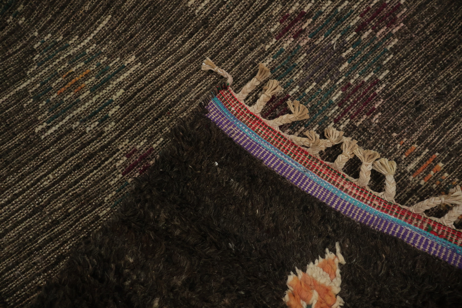 Colorful Star and Diamond Patterned Moroccan Wool Area Rug 8x11